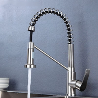 Robinet extractible à ressort en céramique en acier inoxydable 304, style américain, chaud/froid, rotatif, le plus vendu pour le commerce extérieur
