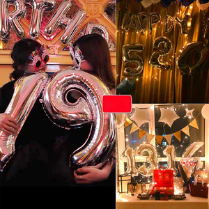 Globos de Aluminio <span class=keywords><strong>con</strong></span> Número de Oro y Plata, Suministros para Fiesta de Cumpleaños y Boda, Accesorios de Fotografía, 32 Pulgadas - Product Image 5