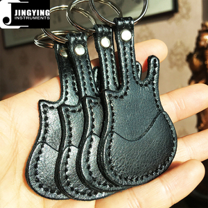 Jingying 2025 Factory Wholesale Black Cowhide <strong>Guitar</strong> Pick Bags with Keychain <strong>Guitar</strong> <strong>Plectrum</strong> Holder Part Accessories - Product Image 2