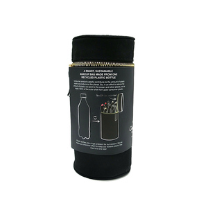 Bolsa de Cosméticos Portátil de Lona Durável de Alta Qualidade com Zíper, Estilo Balde Redondo, Organizador de Maquiagem Leve com Logotipo - Product Image 1
