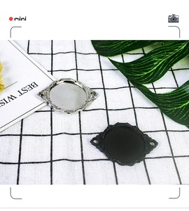 Accessoires pour maison de poupée 1:12, mini assiette à gâteaux <span class=keywords><strong>Dim</strong></span> Sum, ornements, aliments miniatures, décoration d'assiette noire et argentée magnifique - Product Image 1