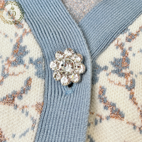 Fabricant de pulls KD, boutons en cristal personnalisés, fil métallique Lurex, pull jacquard pour femmes