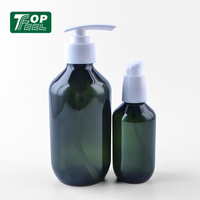 Botol Sampo Plastik Hotel Bulat Amber Elegan dengan Pompa, Logo Custom, Kosong, 100ml 150ml 200ml 300ml 400ml 500ml