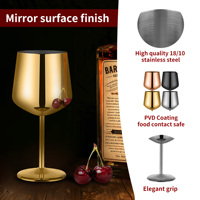 Flûtes à champagne et verres à vin rouge de luxe en acier inoxydable doré, durables, 530 ml, pour hôtels et mariages