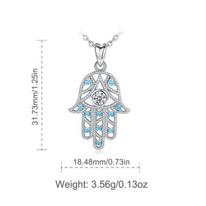 Perhiasan Perak Sterling 925 Kalung Liontin Mata Hamsa Tangan Fatima Biru Cz - Product Image 6