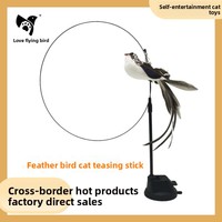 Love Flying Bird Jouet baguette à plumes pour chat avec fil d'acier long et ventouse à colle
