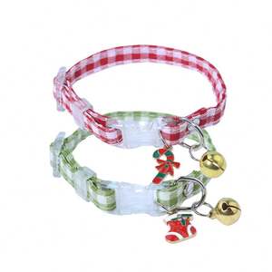 Collier de Noël pour animaux de compagnie, collier pour chat et chien avec clochette, boucle de sécurité, collier réglable, ornement pour chat - Product Image 1