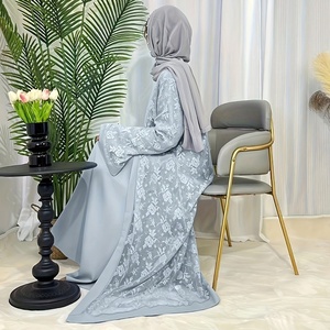이슬람 로브 이슬람 아랍어 패션 겸손한 폴리 에스테르 가을 Eid 투피스 Abaya 긴 원피스 - Product Image 3