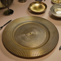 Assiette à dîner en plastique jetable élégante de 13 pouces, motif en spirale de luxe, matériau PP, vaisselle réutilisable pour les mariages, écologique
