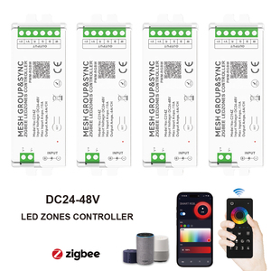 Aipin c214z ZigBee lưới nhóm Sync tuya thông minh Multi-Zone <span class=keywords><strong>RGB</strong></span> LED Strip ánh sáng PWM điều khiển 36V <span class=keywords><strong>48V</strong></span> thay đổi màu sắc từ xa dimmer - Product Image 1