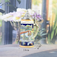 Chope à bière classique en porcelaine, motif drapeau allemand, style Viking, avec couvercle en aluminium, 700 ml, écologique, réutilisable, cadeaux d'anniversaire