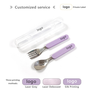 Utensilios de Comedor de Grado Alimenticio <span class=keywords><strong>para</strong></span> Bebés, Cucharas de Silicona No Tóxicas, Tenedor y Cuchara <span class=keywords><strong>para</strong></span> la Primera Etapa de Alimentación Infantil - Product Image 4