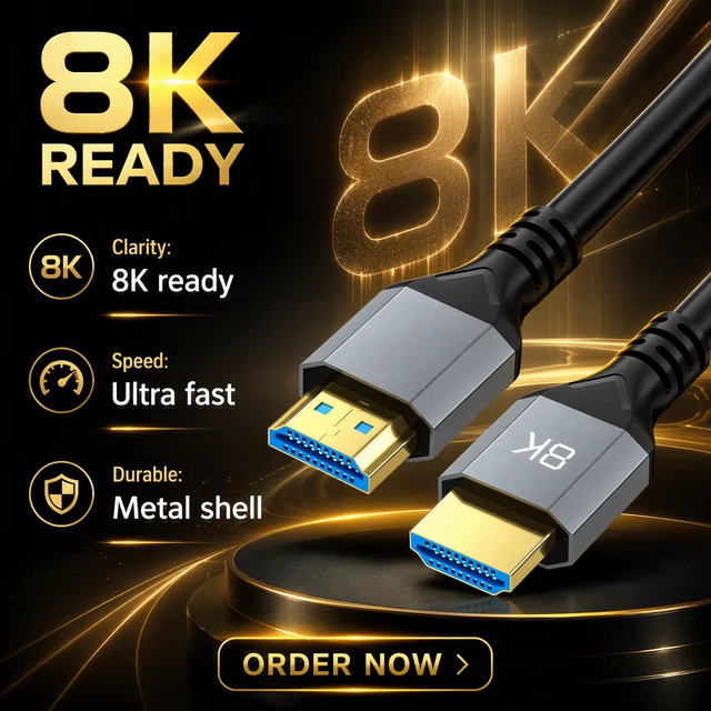 For Cable 1080p 4K 8K 120Hz 2.1 Gold Plated PVC Jacket CE Braid Shielding Pure Oxygene-free Copper Plug-and-play for
