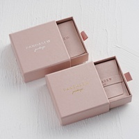 Boîte à bijoux en papier de luxe rose doré PandaSew avec logo personnalisé, pour bracelet, pendentif, bague, cadeau, 1200g