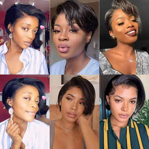 <span class=keywords><strong>Cabello</strong></span> Virgen Brasileño Negro Natural para <span class=keywords><strong>Corte</strong></span> <span class=keywords><strong>de</strong></span> Peluca, 130g, para Encaje HD Transparente, Pre-Desplumado, Bob <span class=keywords><strong>Corto</strong></span> y Liso - Product Image 3