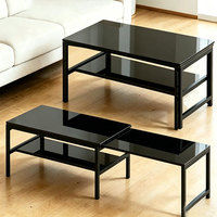 Table basse moderne extensible avec cadre métallique et étagère inférieure, taille réglable, couleur et forme personnalisables