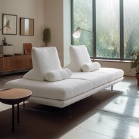 Nouveau canapé en tissu pour salon, design français, forme carrée, trois places, avec dossier réglable et sans accoudoirs