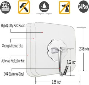 Multifunctional 6cm Punch-free Non-marking Transparent ABS Eco-Friendly Self Adhesive <b>Wall</b> <b>Hook</b> Stickers Hanger <b>Hook</b> Nordic - Product Image 3
