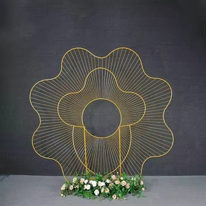 Vàng kim loại hoa vòm khung cho đám cưới nền Grand <span class=keywords><strong>Flower</strong></span> Arch sự kiện trang trí sân khấu lễ tân Châu Âu mô hình sóng - Product Image 4