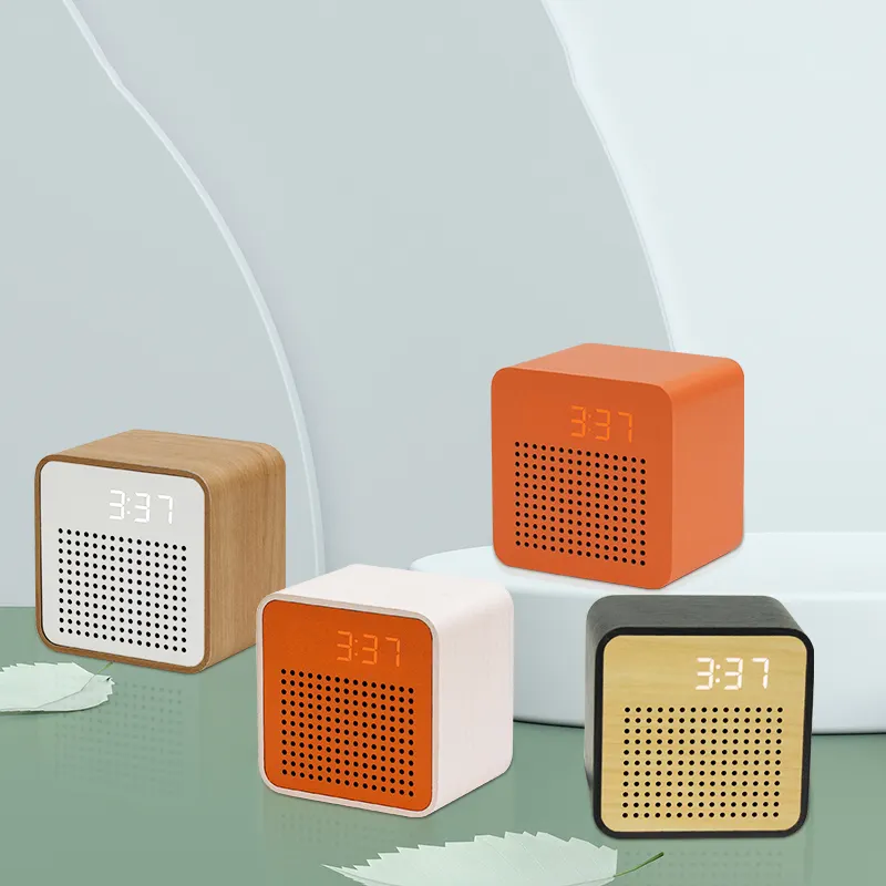 EMAF портативный кубический встроенный Аккумуляторный динамик деревянный будильник динамик часы сабвуфер портативный беспроводной динамик