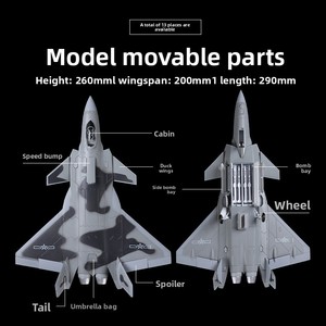 Modèle d'<span class=keywords><strong>avion</strong></span> J-20 de la Corporation de l'industrie aéronautique chinoise, échelle 1:72, assemblage métallique, modèle de chasseur de cinquième génération J-20 - Product Image 3