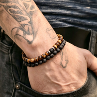 Bracelet en pierre naturelle fait main, ensemble de bracelets perlés unisexe, bracelet vintage en pierres précieuses pour femmes et hommes, perles naturelles faites à la main