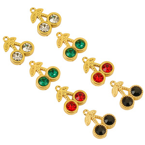 Colgante de Cereza de Cristal con Engaste Dorado, Accesorio de Joyería DIY, Unisex, para Uso Diario - Product Image 5