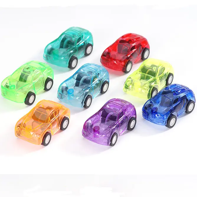 핫 세일 컬러 미니 자동차 투명 풀 백 작은 자동차 플라스틱 장난감 어린이 플라스틱 장난감 자동차