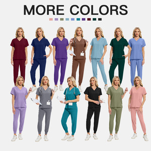 <span class=keywords><strong>Divisa</strong></span> <span class=keywords><strong>Ospedaliera</strong></span> Rossa OEM 2026 Comoda per Donne, Set Uniforme Spa <span class=keywords><strong>Blu</strong></span> in Spandex Morbido a Maniche Corte per Infermiere - Product Image 2