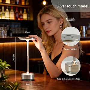 Lampe de table LED en métal de style nordique pour bar et restaurant, lumière blanche chaude 2700K, commande tactile, veilleuse pour camping en extérieur et café - Product Image 5