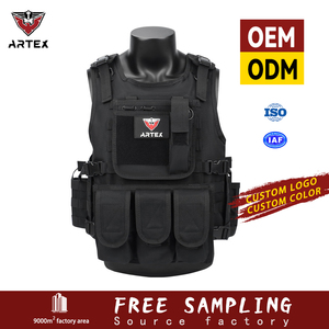 Gilet tactique noir sur mesure en polyester, fabriqué en usine, avec système Molle, pour l'assaut, OEM ODM, logo personnalisé - Product Image 1