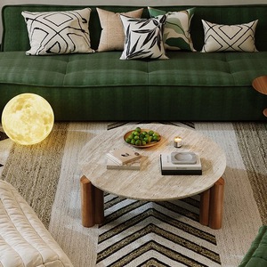 Chất lượng cao bán buôn rắn chân gỗ bảng bên sang trọng tự nhiên travertine đá <span class=keywords><strong>Top</strong></span> Bàn cà phê cho phòng khách - Product Image 3