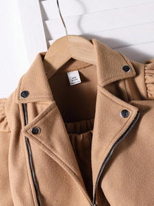 Phong Cách Mới Mùa Đông Bé Cô Gái Quần Áo Thiết Lập Dài Tay Áo Chải Len Áo Khoác Áo + Quần Ống loe + Hat 3 Mảnh Quần Áo Thiết Lập - Product Image 4