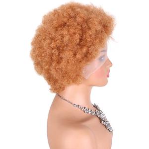 <span class=keywords><strong>Precio</strong></span> al por mayor: Pelucas frontales de encaje sin pegamento, cabello brasileño, rizos afro cortos, rizado natural, gorra grande HD, hechas a máquina con cabello humano. - Product Image 3