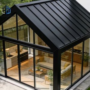 Solárium de Aluminio 6063-T6 Personalizado, Estilo Invernadero para Exteriores con Vidrio Templado, Moderno en Negro - Product Image 2