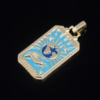 Accessoires de bijoux DIY, pendentif rectangulaire en forme de lune, d'étoile et de soleil, plaqué or 18 carats, émail, design de carte de tarot, collier de créateur