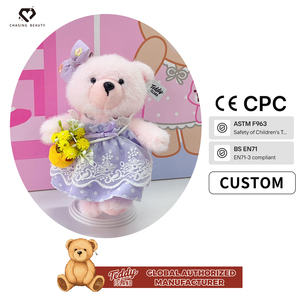 Orsacchiotto di Peluche in Abito a Righe Rosso e Bianco, Regalo per Bambine, Serie Abiti, Supporta Disegni Personalizzati - Product Image 5