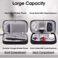 Sac de rangement durable à double couche pour accessoires électroniques, chargeur de téléphone portable, câble de données, avec fermeture éclair