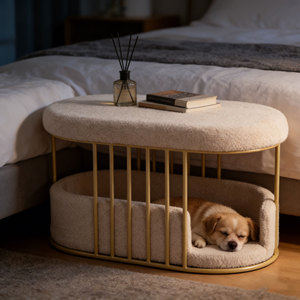 Cama para Mascotas de Doble Uso con Peluche Sintético, Cabina para Gatos con Varillas de Acero Resistentes, Cojín Acogedor para Dormir - Product Image 2