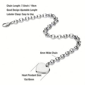 Pulsera de Acero Inoxidable 316L con Letra Corazón Infinito, Chapada en Oro de 18K, para Mujer, Unisex, Joyería Plateada - Product Image 3