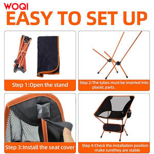 Silla Plegable WQOI para Exteriores, Camping y Pesca, de Aleación de Aluminio 7075, Malla Transpirable, Ligera y Portátil, Color Naranja - Product Image 5