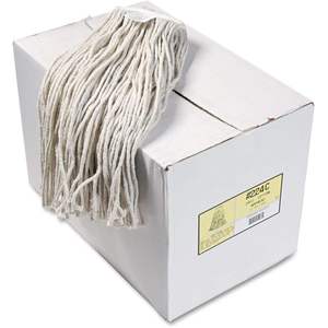 Têtes de balai serpillère humide Boardwalk 224CCT Premium à extrémité coupée, 24 oz, en coton, rectangulaires, pour balai essoreur, avec panier en plastique blanc, enveloppement manuel, pour la maison - Product Image 4