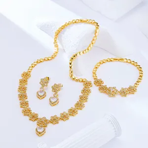 2024 New models Women Fashion Jewelry Gold Plating China Wholesale Copper Luxury Bridal Wedding Jewelry Set Accessories