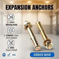 Ancres à expansion en acier au carbone M6 M8 M10 M12 M16, couleur jaune, zinguées, pour fixation de construction