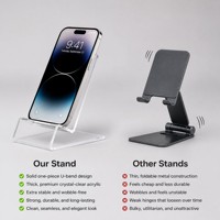Support de téléphone YXM personnalisé avec logo, en acrylique massif moderne, léger (16g), pour téléphones de 4 à 8 pouces, surface transparente polie, support de bureau universel