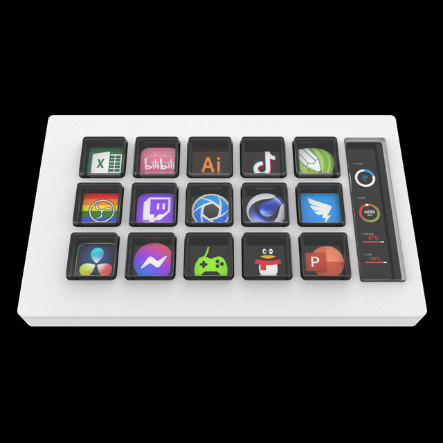 MiraBox HSV293S 15 LCD Keys Stream Deck Programmable Gaming Keyboard with Monitor Bar