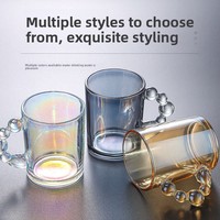 Tasse à thé créative de couleur unie avec poignée bulle, en verre résistant à la chaleur, design moderne, célèbre sur internet, pour couple, Saint-Valentin