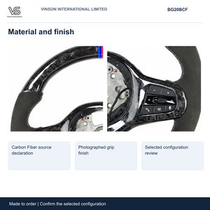 Volant en fibre de carbone pour BMW Série 3, configuration sélectionnée à centre ouvert BG20BCF - Product Image 3