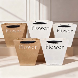 Bolsas de Papel Kraft con Logotipo Personalizado, Bolsas de Regalo con Asa para Ramos de Flores, Bolsas de Papel para Envolver Ramos de Flores - Product Image 4