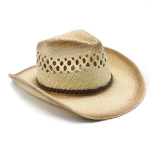 Venta al por mayor de sombreros de paja con logotipo personalizado sombrero de paja de vaquero occidental para hombre sombrero de papel de paja de verano para adultos - Product Image 4